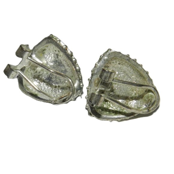 Blue Flower Earrings Clip With Diamonds And Alloy - Picture 5 of 7